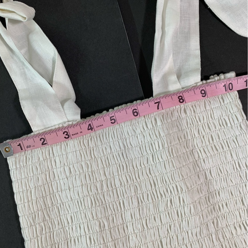 SIR Emile Ruched Top in Ivory White Women’s Size 2 Shirred Bodice 100% Linen - Picture 4 of 11